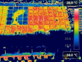 ドローンによる赤外線調査「護岸の熱画像（日中撮影）」